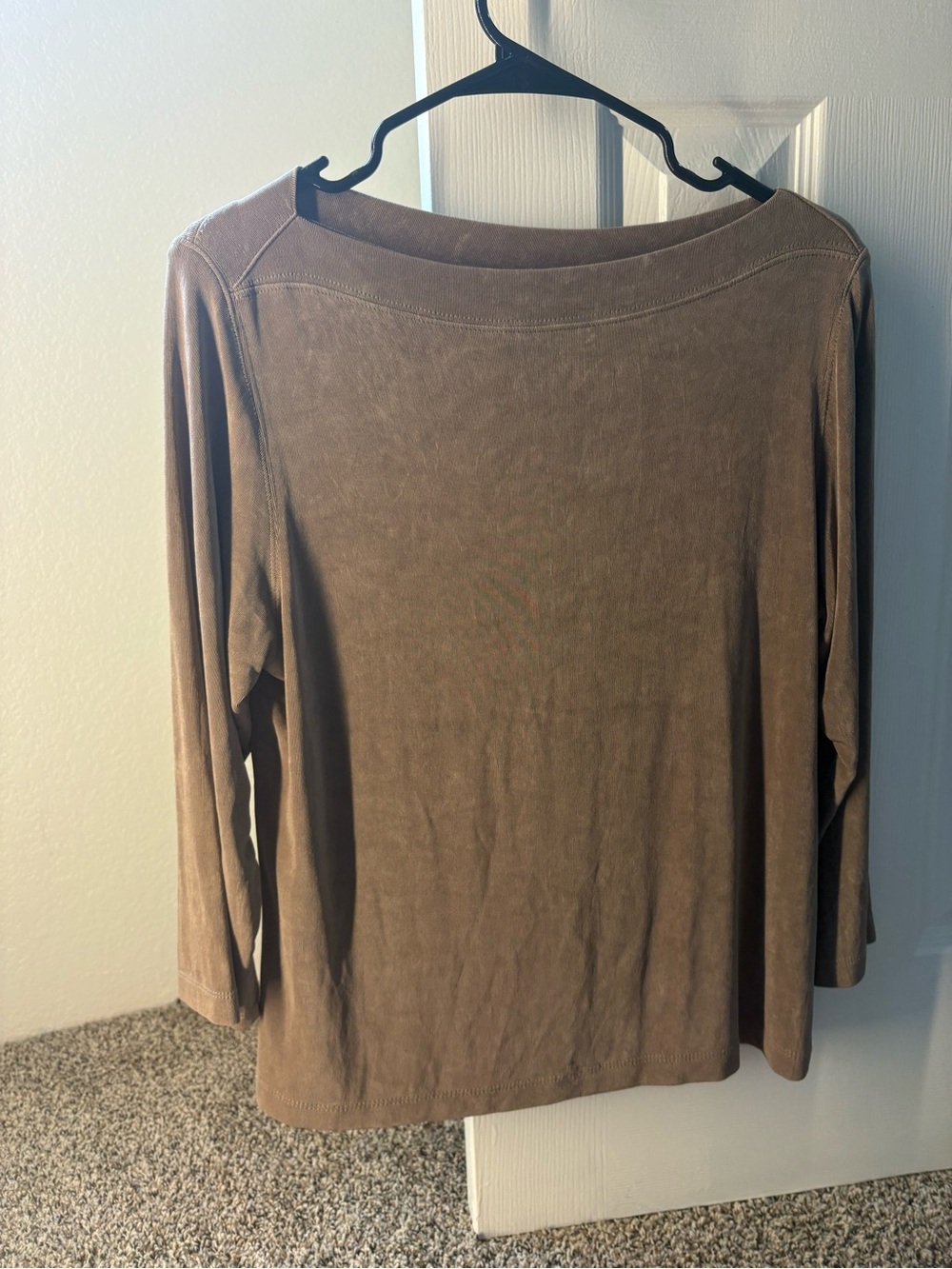 Coldwater Creek Brown Scoop-Neck Long Sleeve Top